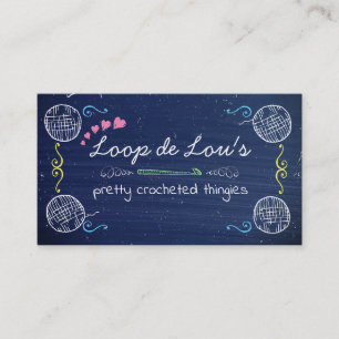 Faux chalkboard crochet hook ball of yarn crafting business card
