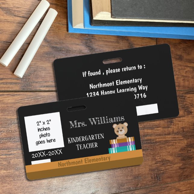 Faux Chalkboard Early Ed Teacher Photo ID Badge (Creator Uploaded)