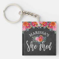 Faux Chalkboard Floral Brush Script She Shed