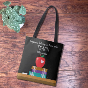 Faux Chalkboard Teacher Tote Bag with Quote