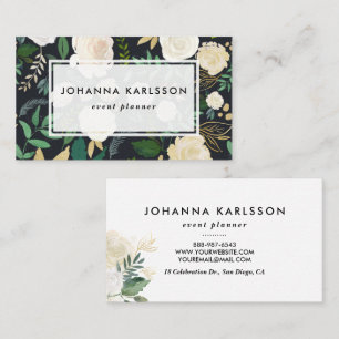 Faux Chalkboard Watercolor Flowers & Gold Glitter Business Card