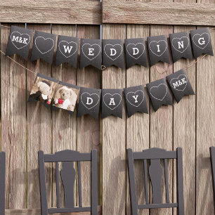 Faux Chalkboard Wedding Day Bunting Personalised