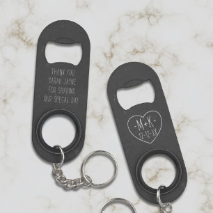 Faux Chalkboard Wedding Keychain Bottle Opener
