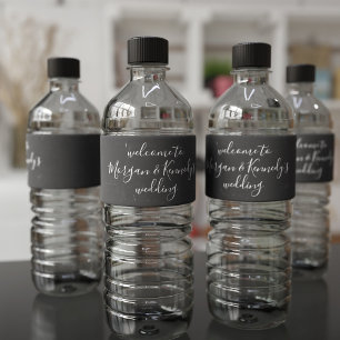 Faux Chalkboard Wedding Welcome Water Bottle Label