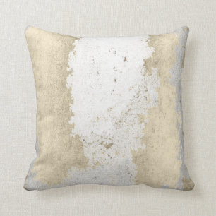 Faux Champaigne Gold Grey Silver Grungy Abstract Cushion