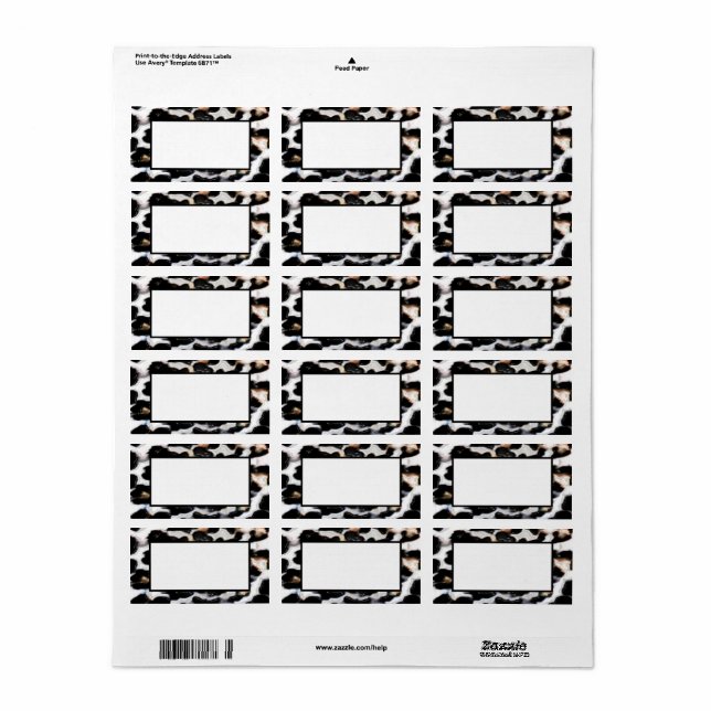 Faux Cheetah Design- open frame Label (Full Sheet)