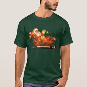 Faux Christmas Lights Santa in Sleigh T-Shirt