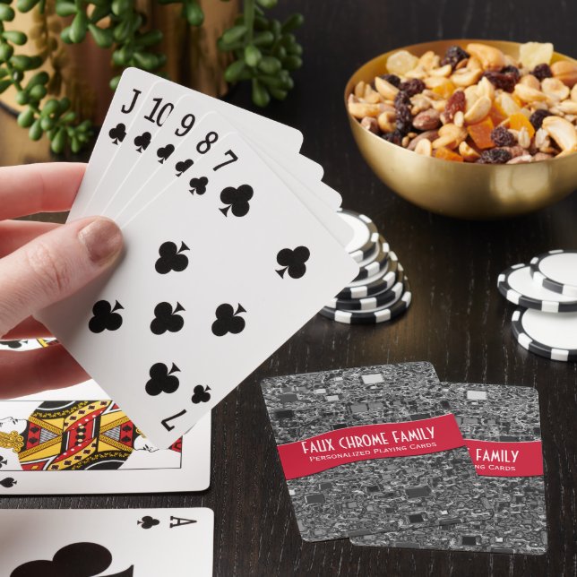 Faux Chrome Mini Box Background Template Playing Cards (In Situ)