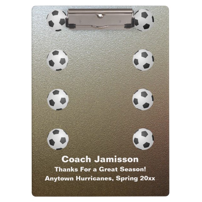 Faux Chrome, Soccer Coach, Name, Clipboard (Front)