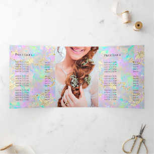 faux chunky glitter neon opal Brochure Tri-Fold Invitation