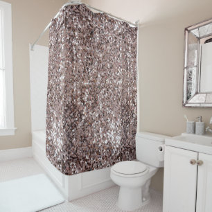 faux chunky silver and brown glitter pattern shower curtain
