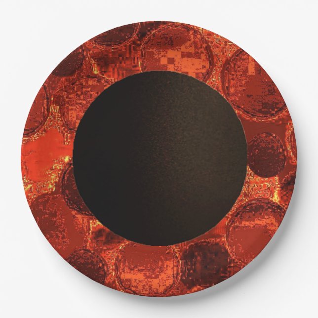 Faux Circle Paper Plate-Burnt orange-Design 2 Plate (Front)