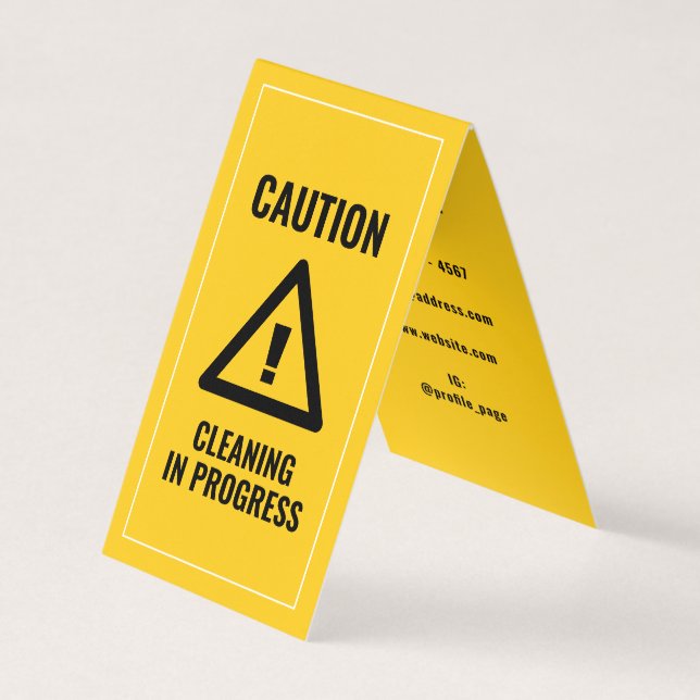 Faux cleaning safety sign  business card (Front)
