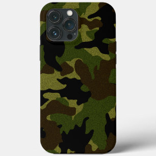 Faux Cloth Green Camo Military Camouflage Pattern iPhone 13 Pro Max Case
