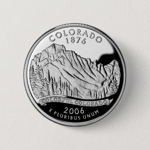 Faux Colorado State Quarter Rocky Mountains Trees 6 Cm Round Badge