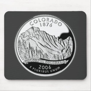 Faux Colorado State Quarter Rocky Mountains Trees Mouse Pad