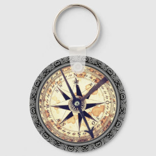 Faux compass key ring