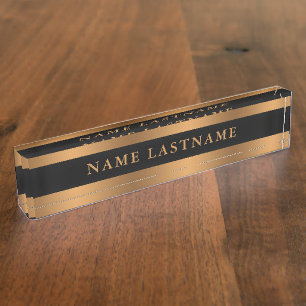 Faux Copper Bronze Classic Elegant Black Nameplate