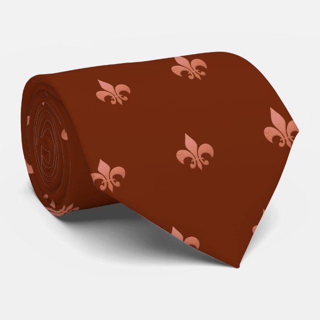 Faux Copper Fleur de Lis DIY Rustic Fall Tie (Rolled)