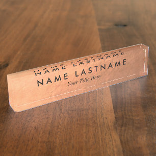 Faux Copper Foil Custom Desk Nameplate
