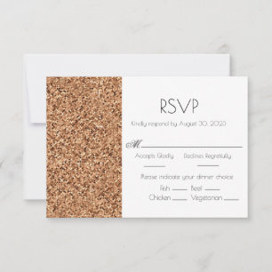 Faux Copper Glitter Wedding RSVP Card