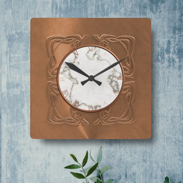Faux Copper Marble Art Deco Gatsby Style Clock (A nod to the art deco style with this clock. )