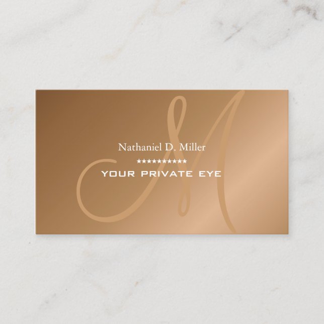 Faux Copper Monogram Business Card (Front)