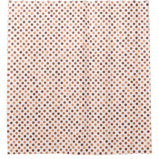 Faux copper polka-dots w/custom background colour shower curtain (Front)