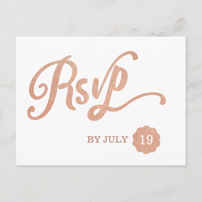 Faux Copper RSVP Invitation Postcard (Front)