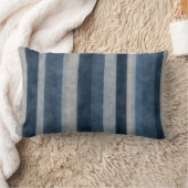Faux Corduroy Textured Blue Stripes Pattern Lumbar Cushion (Blanket)
