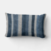 Faux Corduroy Textured Blue Stripes Pattern Lumbar Cushion (Back)