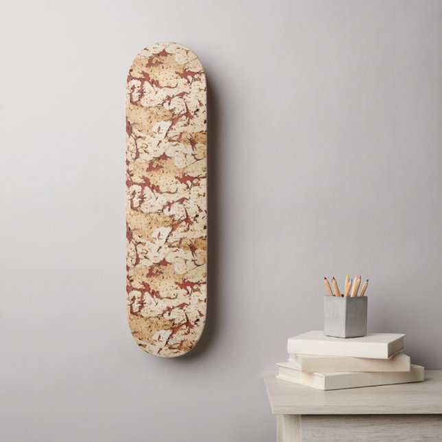 Faux Cork with Brown Marble Inserts Skateboard (Wall Art)