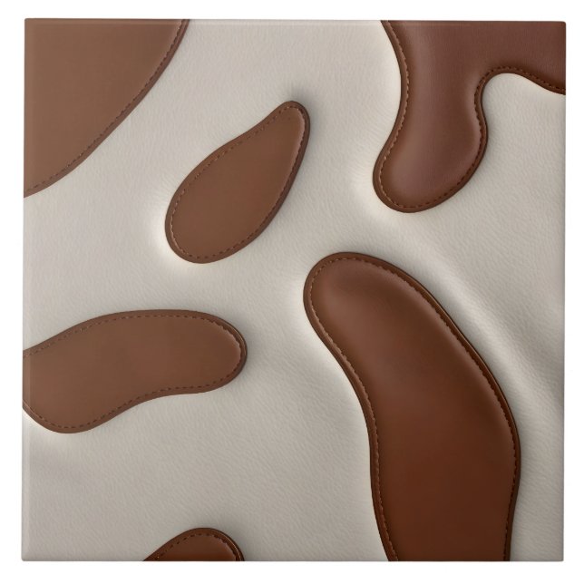 Faux Cow Leather Modern Luxury Elegant Collection Ceramic Tile (Front)