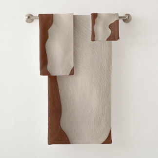 Faux Cow Leather Trendy Luxury Elegant Collection Bath Towel Set