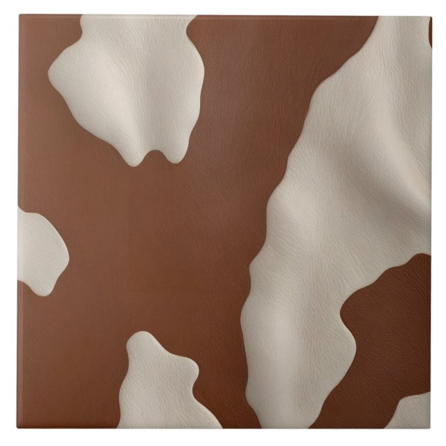 Faux Cow Leather Trendy Luxury Elegant Collection Ceramic Tile (Front)