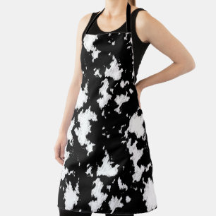 Faux Cow Print, Black and White Apron