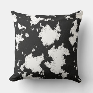 Faux Cow Print Black and White Cushion