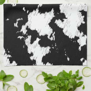 Faux Cow Print Black and White Tea Towel