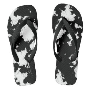 Faux Cow Print, Black and White Thongs