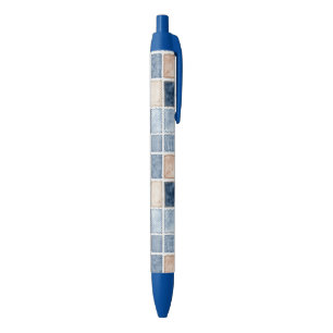 Faux Cream Denim Blue Jean Black Ink Pen