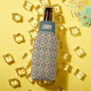 Faux Crochet Teal Cream Bottle Cooler