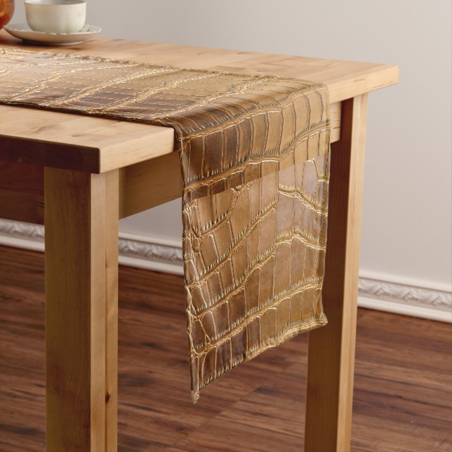 Faux Crocodile Leather Animal Skin Pattern Short Table Runner (In Situ)