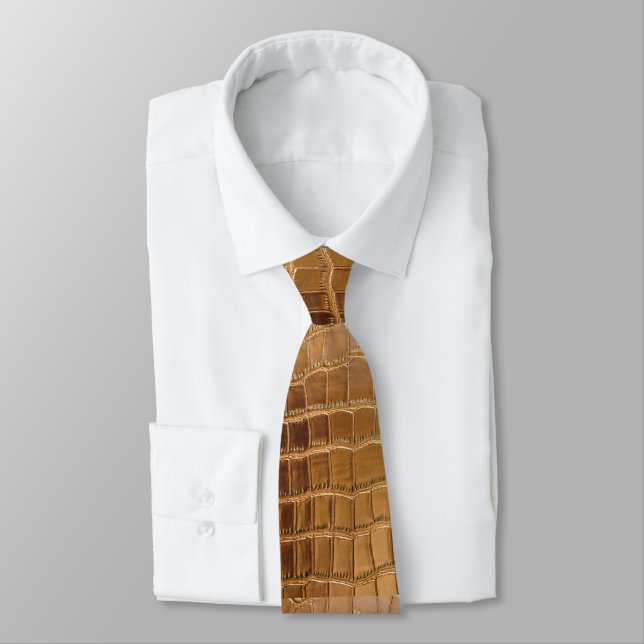 Faux Crocodile Leather Animal Skin Pattern Tie (Tied)