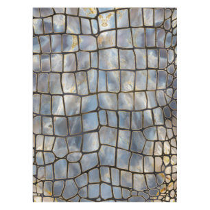 Faux Crocodile texture marble and gold Tablecloth