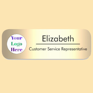 Faux Dark Gold Company Branded Your Logo Here Name Tag