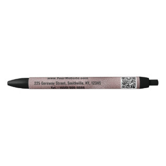Faux Dark Pink Metallic Black Ink Pen