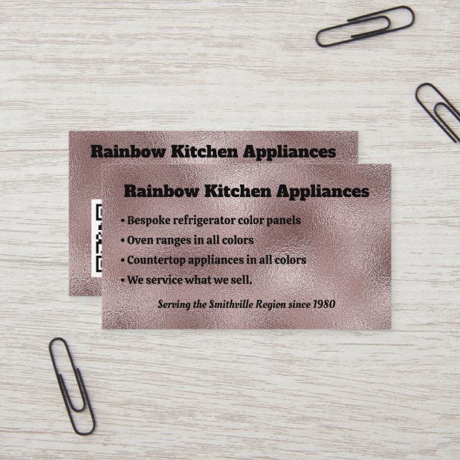 Faux Dark Pink Metallic Business Card (Front/Back In Situ)