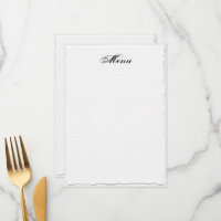 Faux-Deckle Edge White Wedding Menu Template