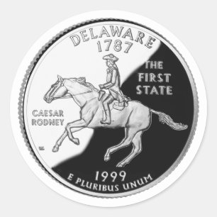 Faux Delaware State Quarter Classic Round Sticker