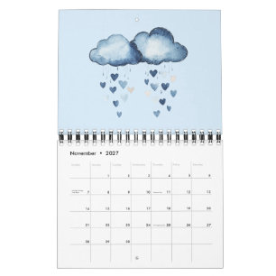 Faux Denim Blue Jean Hearts Stripes Flowers Calendar